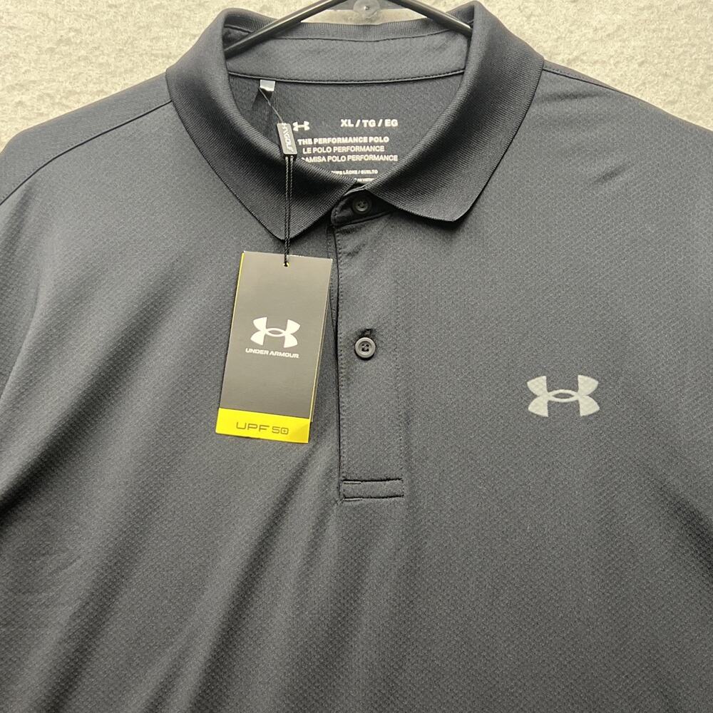 Under Armour Mens Long Sleeve Polo Shirt XL Black Tactical Performance Stretch